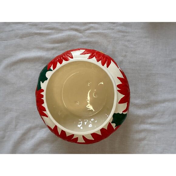 Christmas Poinsettia Pottery Decoration/Bowl/Dish Signed M.G.H. 1976, Holiday - Picture 7 of 9